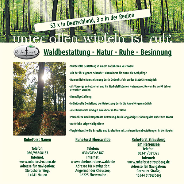 Ruheforst - Waldbestattung